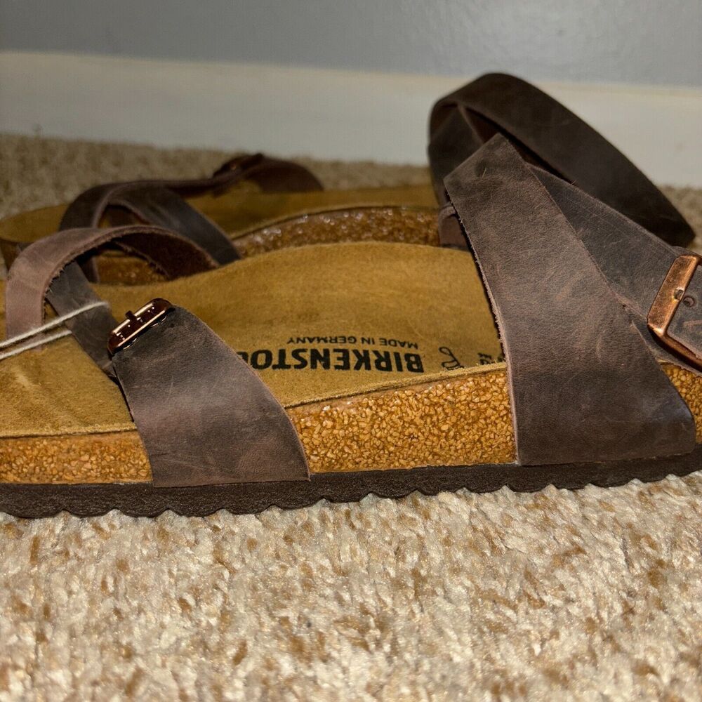 Birkenstock Brown Leather Strappy Sandals - Picture 4 of 10